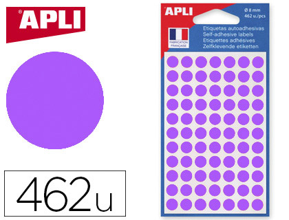 PASTILLE ADHSIVE APLI AGIPA DIAMTRE 8MM PERMANENTE COLORIS VIOLET POCHETTE 462 UNITS