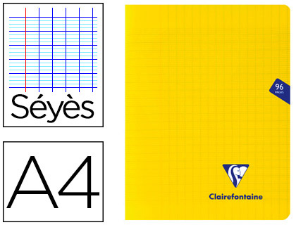 CAHIER PIQU CLAIREFONTAINE MIMESYS COUVERTURE POLYPROPYLNE A4 21X29,7CM 96 PAGES 90G RGLURE SYS COLORIS JAUNE