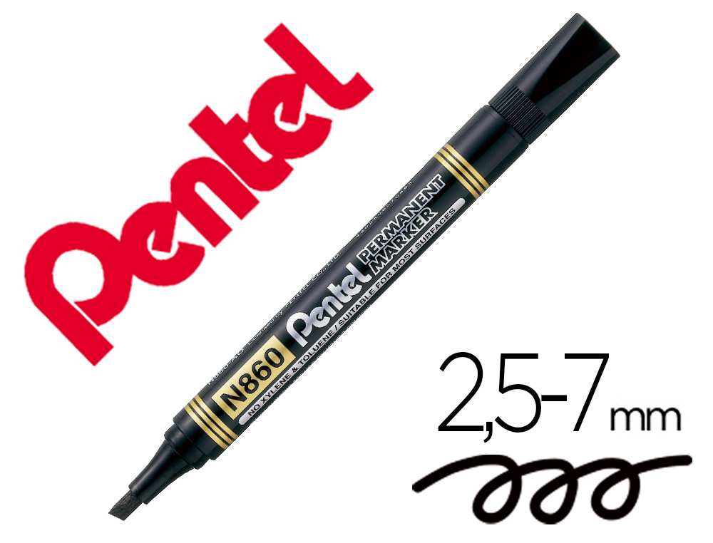 MARQUEUR PERMANENT PENTEL POINTE BISEAUTEE MOYENNE      2,3/4,5MM ENCRE FAIBLE ODEUR  COLORIS NOIR