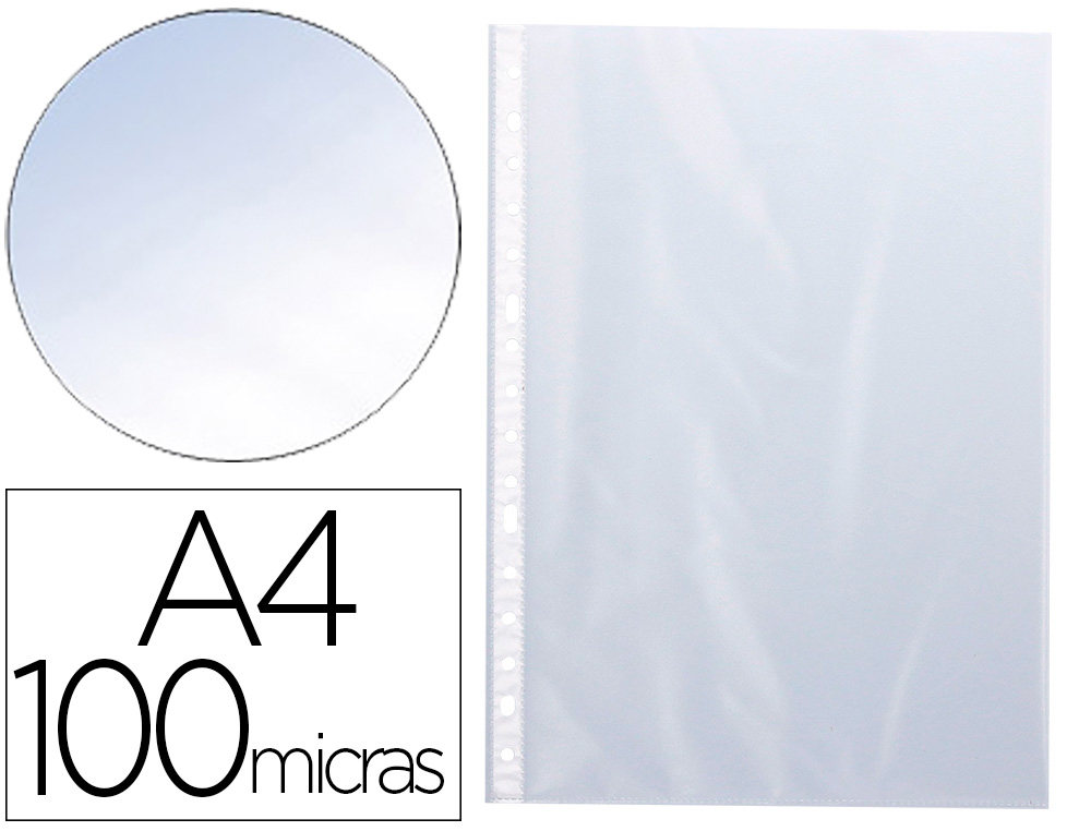 POCHETTE Q-CONNECT POLYPROPYLÈNE LISSE 10/100E ECO PERFORÉE ANTISTATIQUE A4 210X297MM SACHET 100 UNITÉS