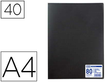 PROTGE-DOCUMENTS ELBA MEMPHIS POLYPROPYLNE COUVERTURE SEMI-RIGIDE 40 POCHETTES 80 VUES A4 210X297MM COLORIS NOIR