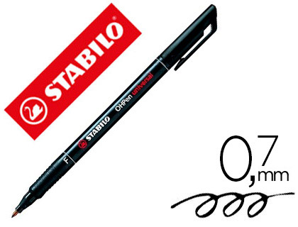 STYLO-FEUTRE STABILO OHP PEN PERMANENT POINTE FINE 0.7MM ENCRE INDÉLÉBILE MULTI-SUPPORTS AGRAFE COLORIS NOIR