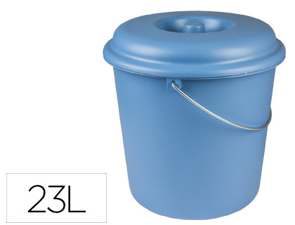 POUBELLE PLASTIQUE RSISTANT COUVERCLE POIGNE MTALLIQUE UTILISE SACS 52/55X60CM 23L COLORIS BLEU