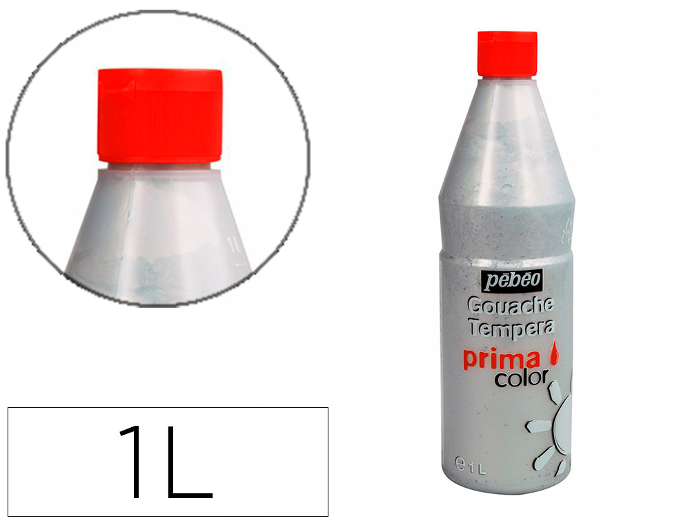 GOUACHE PEBEO PRIMACOLOR PERMANENTE INODORE TEXTURE    ONCTUEUSE APPLICATION FACILE  ARGENT FLACON 1L