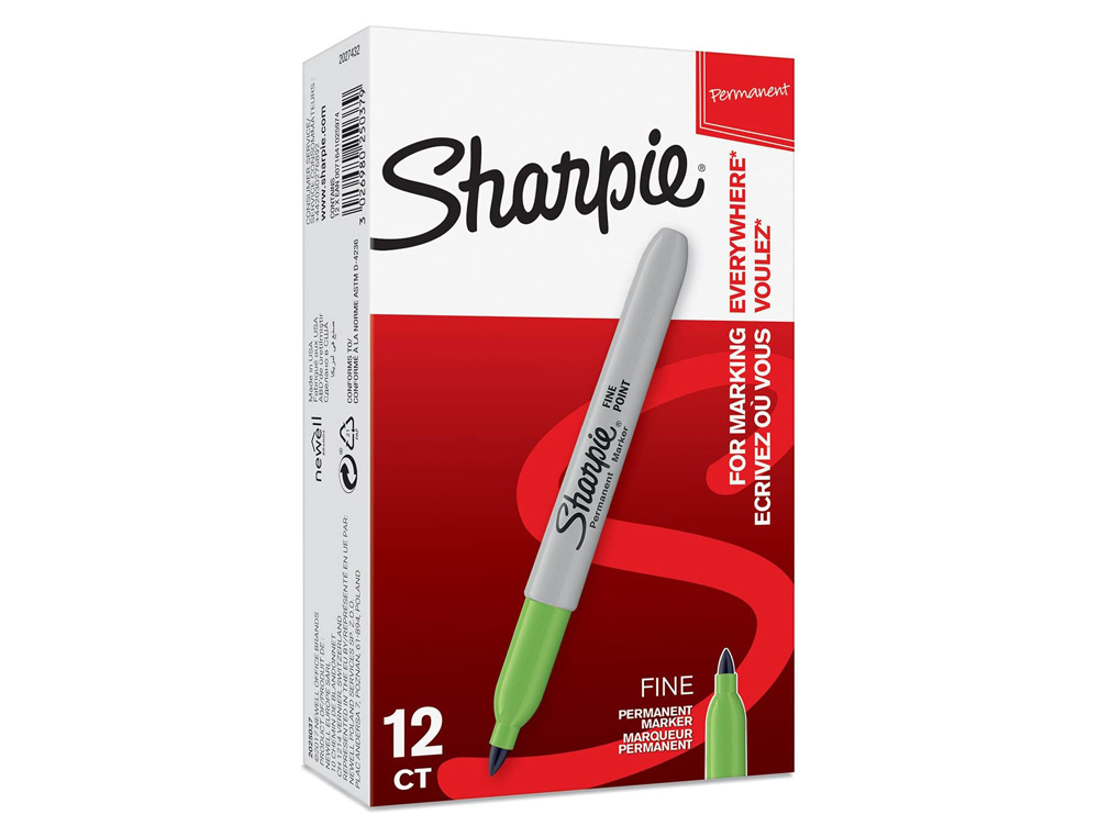 MARQUEUR SHARPIE PERMANENT POINTE OGIVE FINE 0.9MM SÈCHE RAPIDEMENT COLORIS VERT POMME