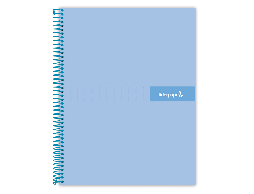 CAHIER SPIRALE LIDERPAPEL CRAFTY COUVERTURE CONTRECOLLÉE A4 240P 90G/M2 5X5MM MICROPERFORÉ 4 TROUS COLORIS BLEU CIEL