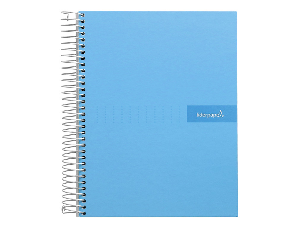 CAHIER SPIRALE LIDERPAPEL CRAFTY COUVERTURE CONTRECOLLÉE A4 240P 90G/M2 5X5MM MICROPERFORÉ 4 TROUS COLORIS BLEU CIEL
