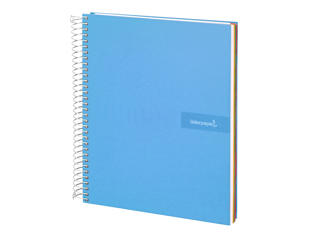 CAHIER SPIRALE LIDERPAPEL CRAFTY COUVERTURE CONTRECOLLÉE A4 240P 90G/M2 5X5MM MICROPERFORÉ 4 TROUS COLORIS BLEU CIEL