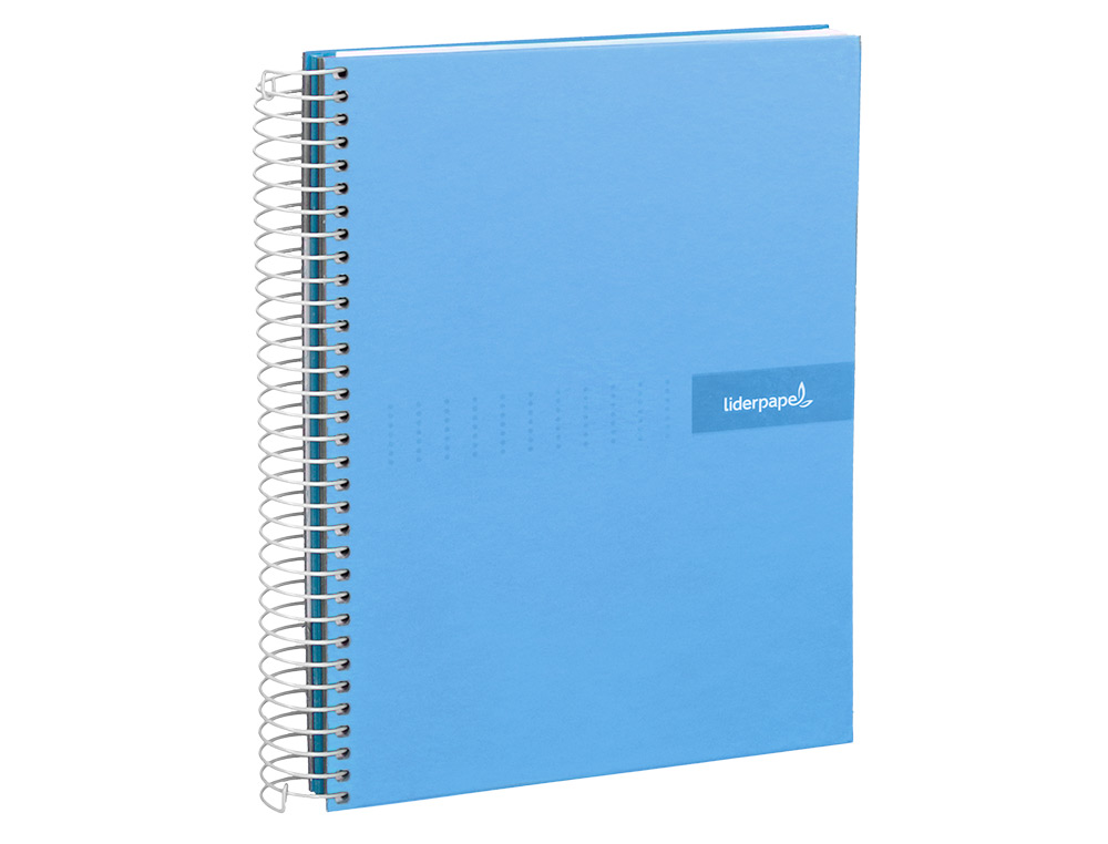 CAHIER SPIRALE LIDERPAPEL CRAFTY COUVERTURE CONTRECOLLÉE A4 240P 90G/M2 5X5MM MICROPERFORÉ 4 TROUS COLORIS BLEU CIEL