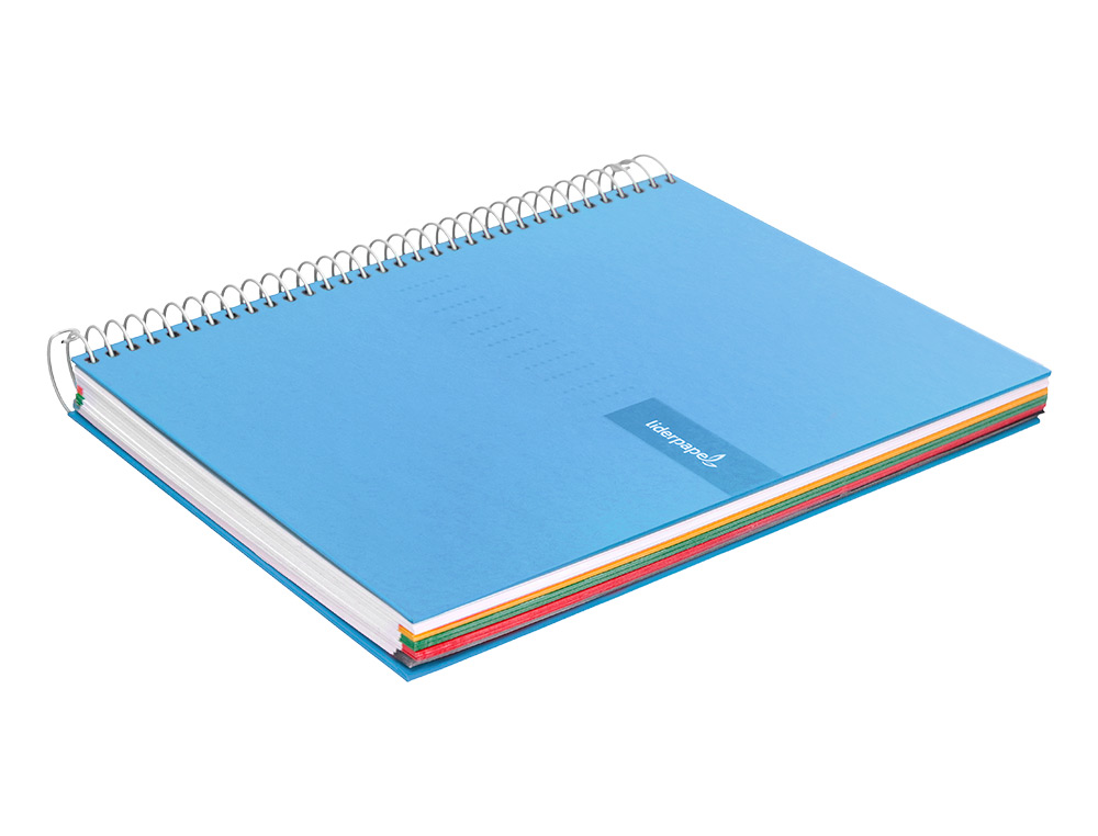 CAHIER SPIRALE LIDERPAPEL CRAFTY COUVERTURE CONTRECOLLÉE A4 240P 90G/M2 5X5MM MICROPERFORÉ 4 TROUS COLORIS BLEU CIEL