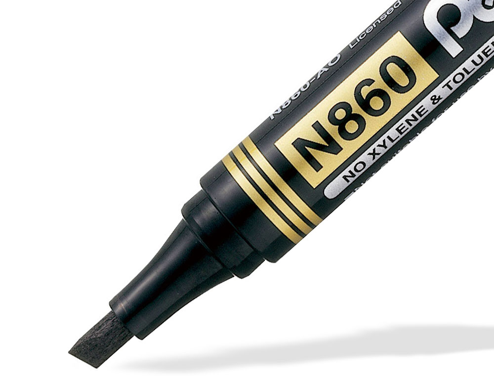 MARQUEUR PERMANENT PENTEL POINTE BISEAUTEE MOYENNE      2,3/4,5MM ENCRE FAIBLE ODEUR  COLORIS NOIR