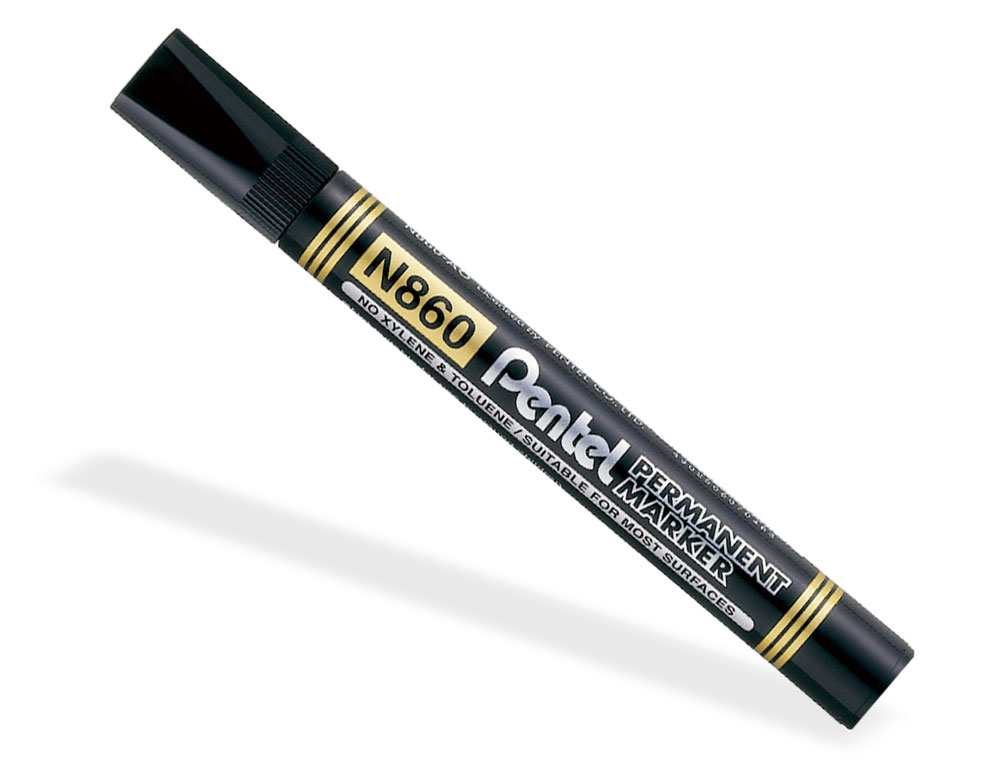 MARQUEUR PERMANENT PENTEL POINTE BISEAUTEE MOYENNE      2,3/4,5MM ENCRE FAIBLE ODEUR  COLORIS NOIR