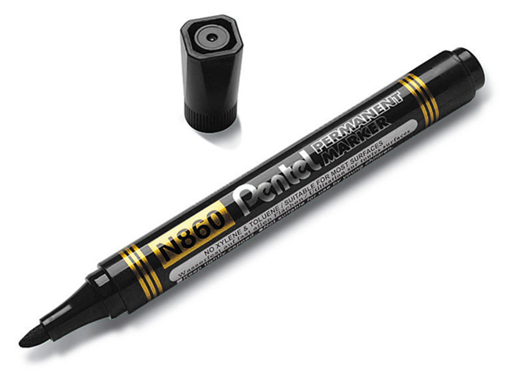 MARQUEUR PERMANENT PENTEL POINTE BISEAUTEE MOYENNE      2,3/4,5MM ENCRE FAIBLE ODEUR  COLORIS NOIR
