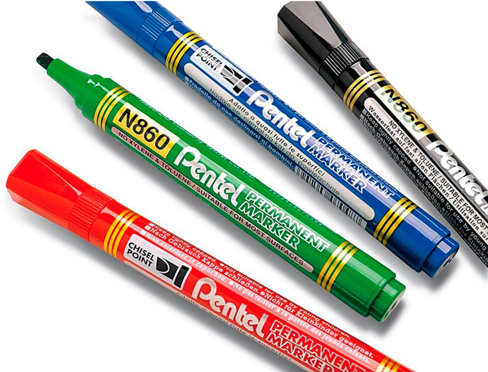 MARQUEUR PERMANENT PENTEL POINTE BISEAUTEE MOYENNE      2,3/4,5MM ENCRE FAIBLE ODEUR  COLORIS NOIR