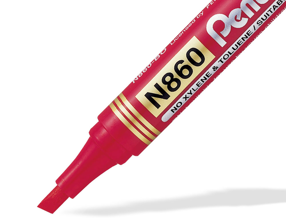 MARQUEUR PERMANENT PENTEL POINTE BISEAUTEE MOYENNE 2,3/4,5MM ENCRE FAIBLE ODEUR COLORIS ROUGE