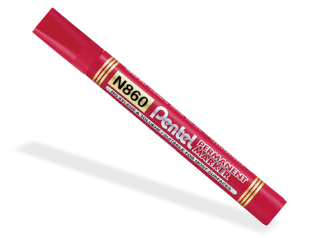 MARQUEUR PERMANENT PENTEL POINTE BISEAUTEE MOYENNE 2,3/4,5MM ENCRE FAIBLE ODEUR COLORIS ROUGE