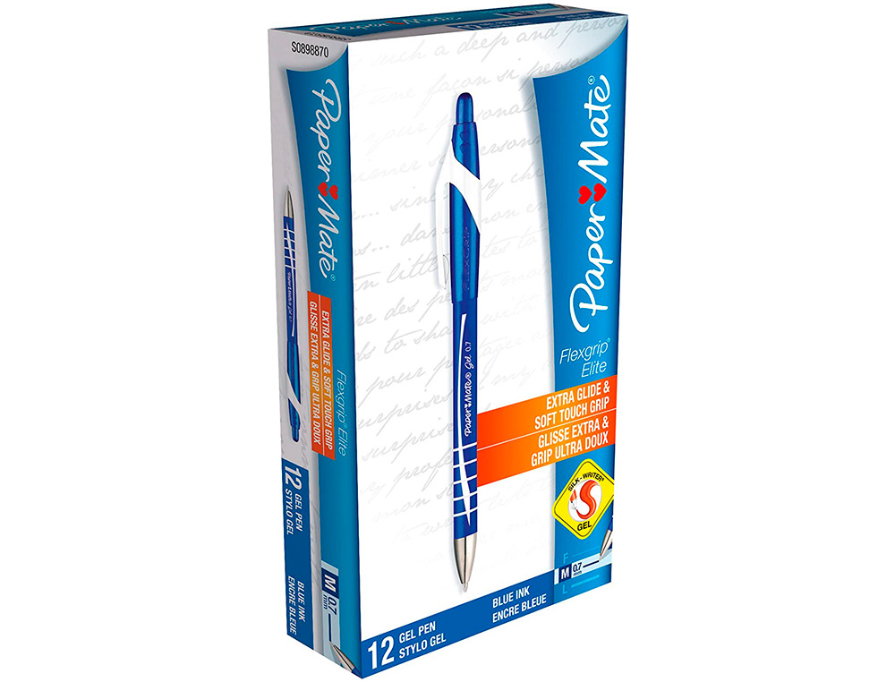 STYLO-BILLE PAPER MATE FLEXGRIP RETRACTABLE ENCRE    GEL POINTE 0.7MM COULEUR BLEU