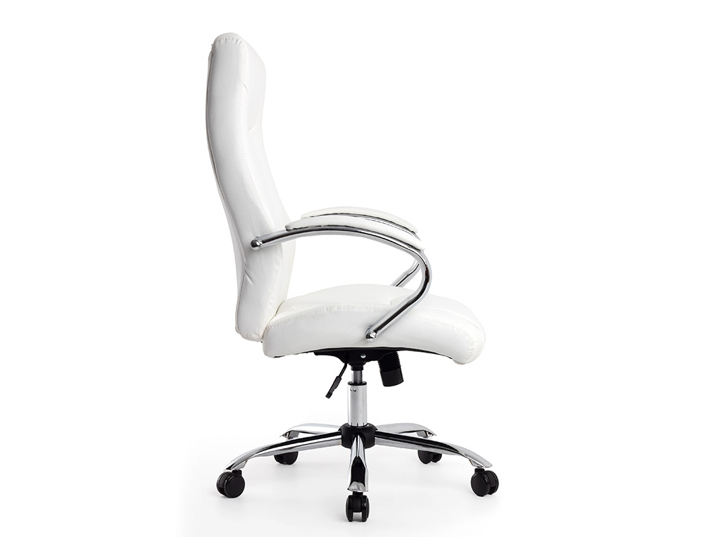 FAUTEUIL DE DIRECTION Q-CONNECT VERONA SIMILI CUIR BASE ACIER CHROME HAUTEUR MAX 1210MM LARGEUR 650MM PROF 730MM BLANC