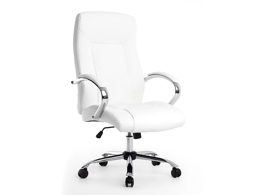 FAUTEUIL DE DIRECTION Q-CONNECT VERONA SIMILI CUIR BASE ACIER CHROME HAUTEUR MAX 1210MM LARGEUR 650MM PROF 730MM BLANC