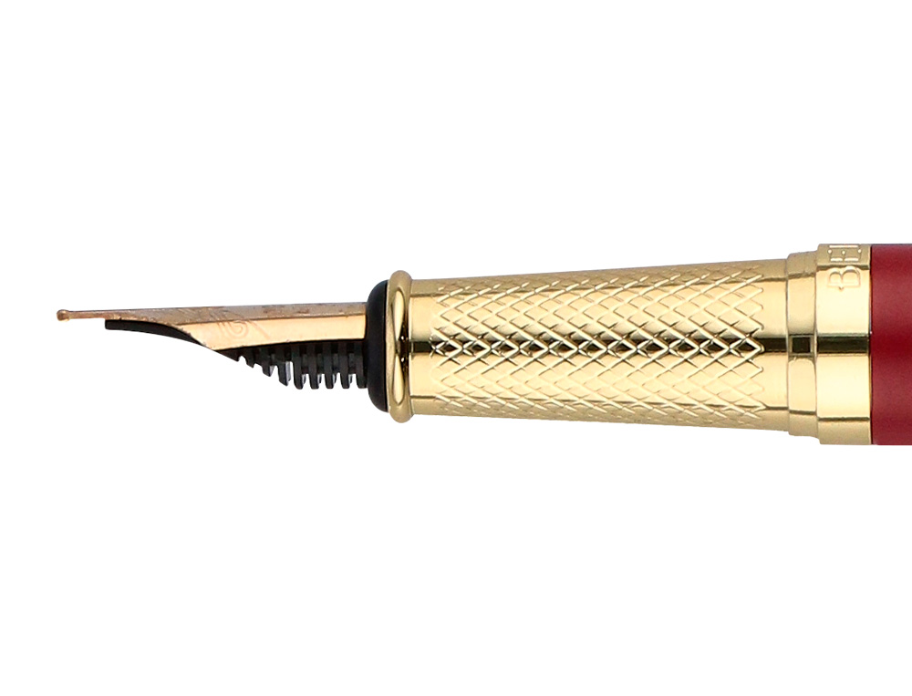 STYLO-PLUME BELIUS SOIREE ALUMINIUM DETAILS ET ATTRIBUTS OR ENCRE BLEUE COLORIS BORDEAUX DANS COFFRET CADEAU