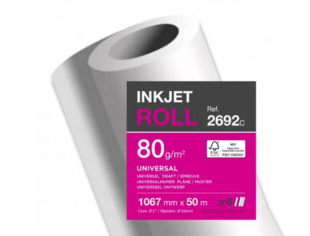 PAPIER CLAIREFONTAINE PLAN EXTRA BLANC LARGEUR 50MX1067MM 80G APPLICATION JET D'ENCRE QUALITE PHOTO