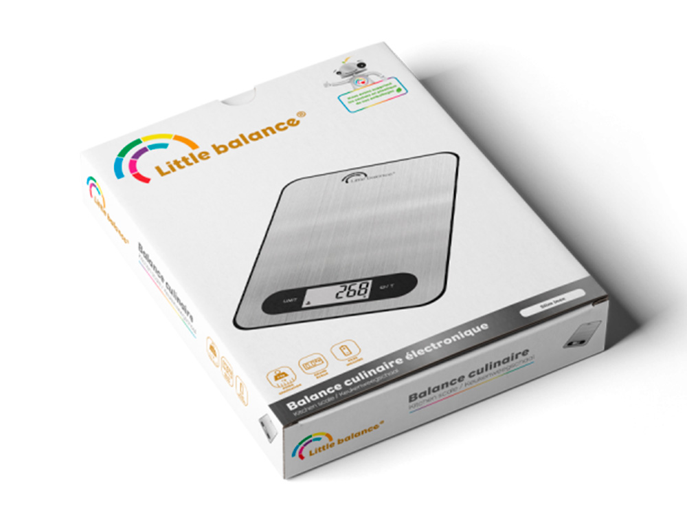 BALANCE COMPACTE 5KG/1G INOX AVEC BATTERIE RECHARGEABLE ET REMPLAÇABLE
