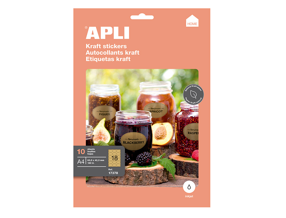 ETIQUETTE APLI KRAFT JET D'ENCRE 63,5X42,3MM PAQUET DE 10 FEUILLES