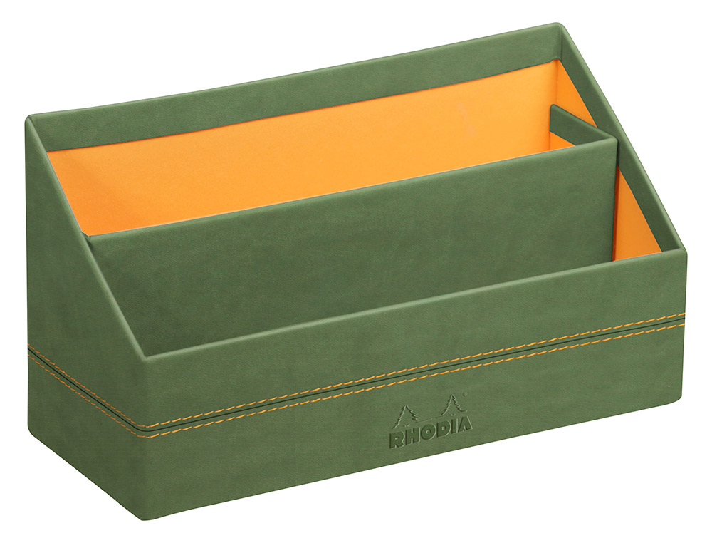 PORTE-COURRIER RHODIARAMA 2 COMPARTIMENTS EN SIMIL CUIR SAUGE VELOUT 25X10X14CM