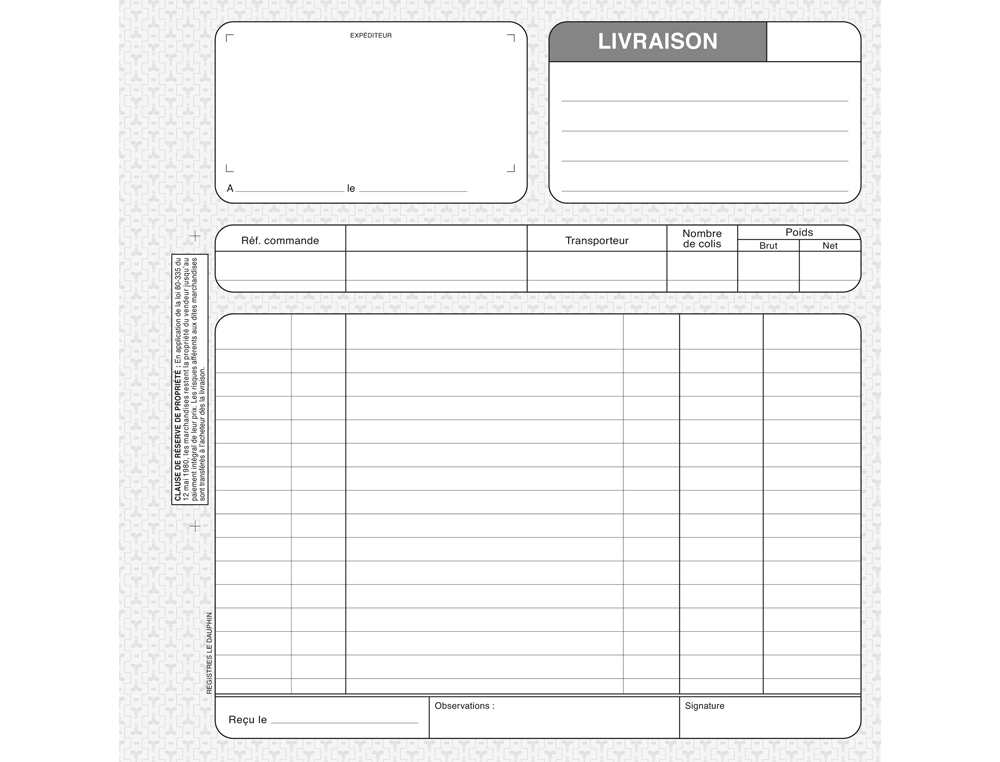 MANIFOLD AUTOCOPIANT EXACOMPTA LIVRAISONS 3 EXEMPLAIRES 210X210MM 50 TRIPLIS