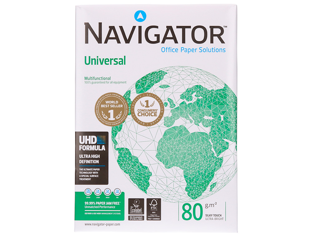 PAPIER NAVIGATOR MULTIFONCTION UNIVERSAL A4 80G BLANCHEUR 169 OPACITÉ 95 RIGIDITÉ 120 QUALITÉ SUPÉRIEURE 500 FEUILLES
