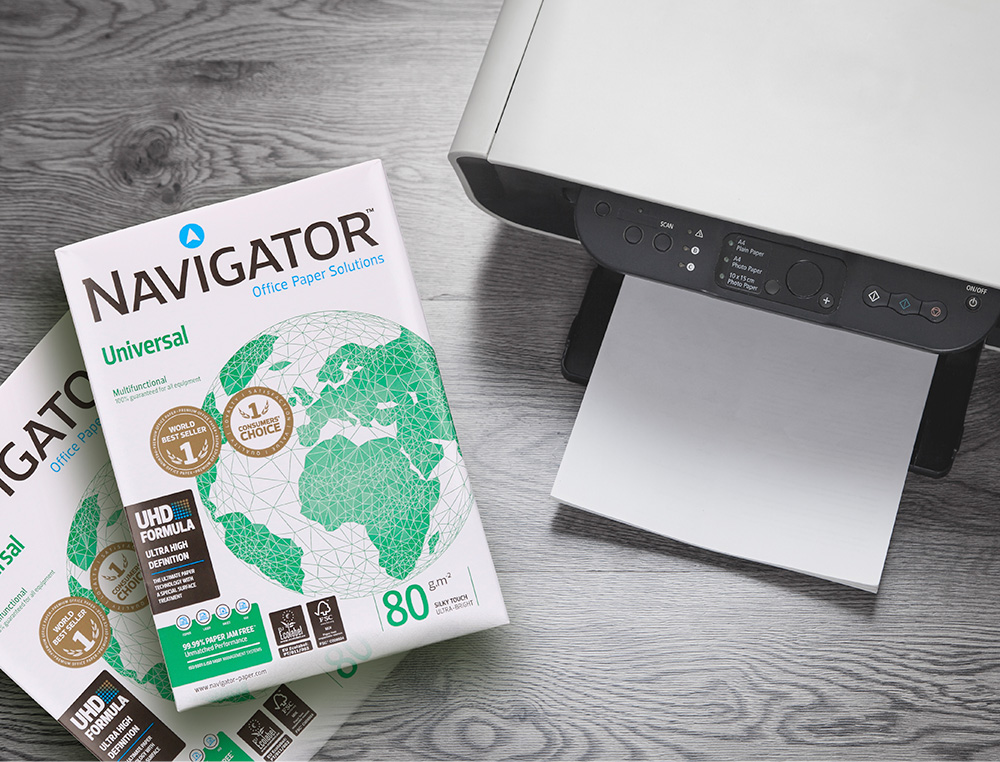 PAPIER NAVIGATOR MULTIFONCTION UNIVERSAL A4 80G BLANCHEUR 169 OPACITÉ 95 RIGIDITÉ 120 QUALITÉ SUPÉRIEURE 500 FEUILLES
