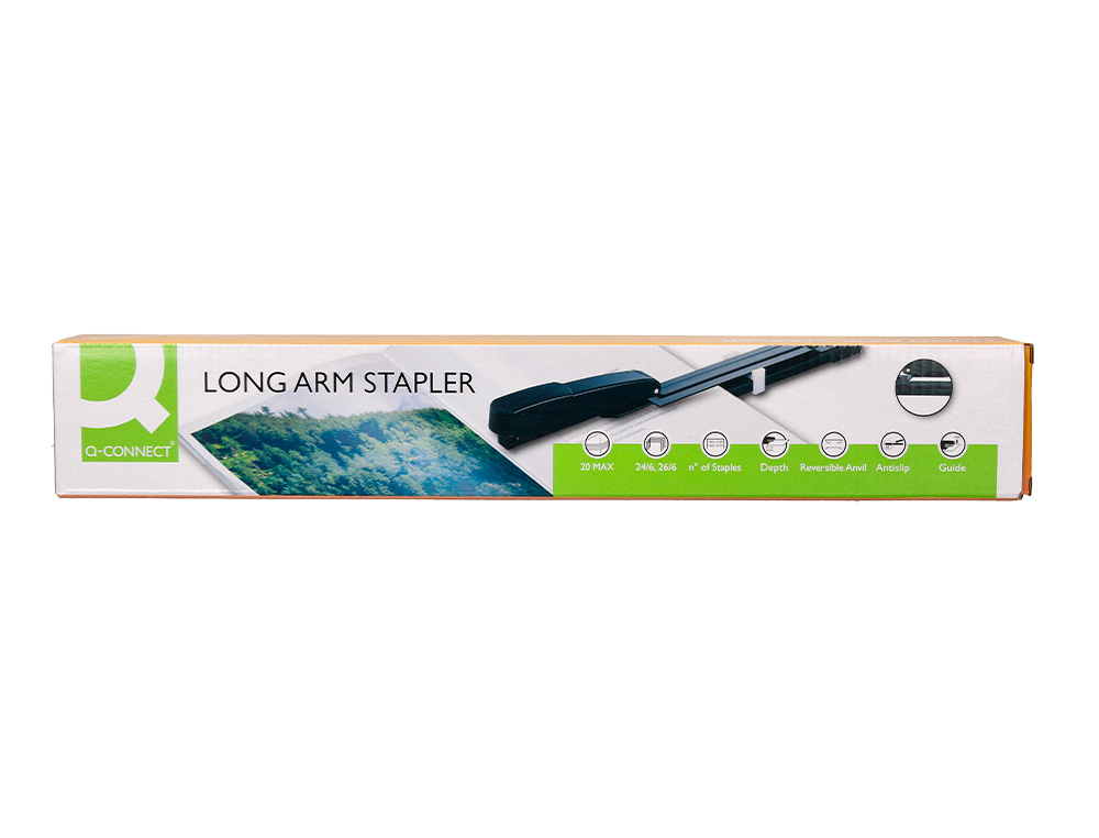 AGRAFEUSE Q-CONNECT LONG BRAS ÉCONOMIQUE CAPACITÉ 20F COLORIS NOIR