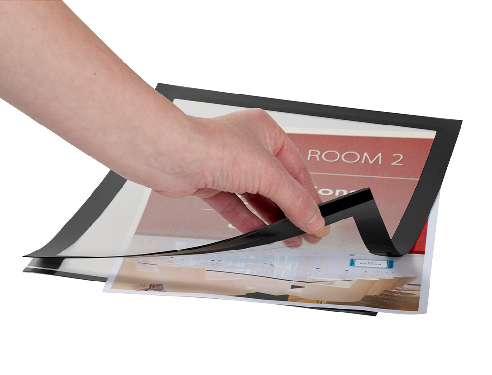 CADRE AFFICHAGE Q-CONNECT MAGNÉTIQUE A4 DOS ADHÉSIF REPOSITIONNABLE COLORIS NOIR PACK 2 UNITÉS