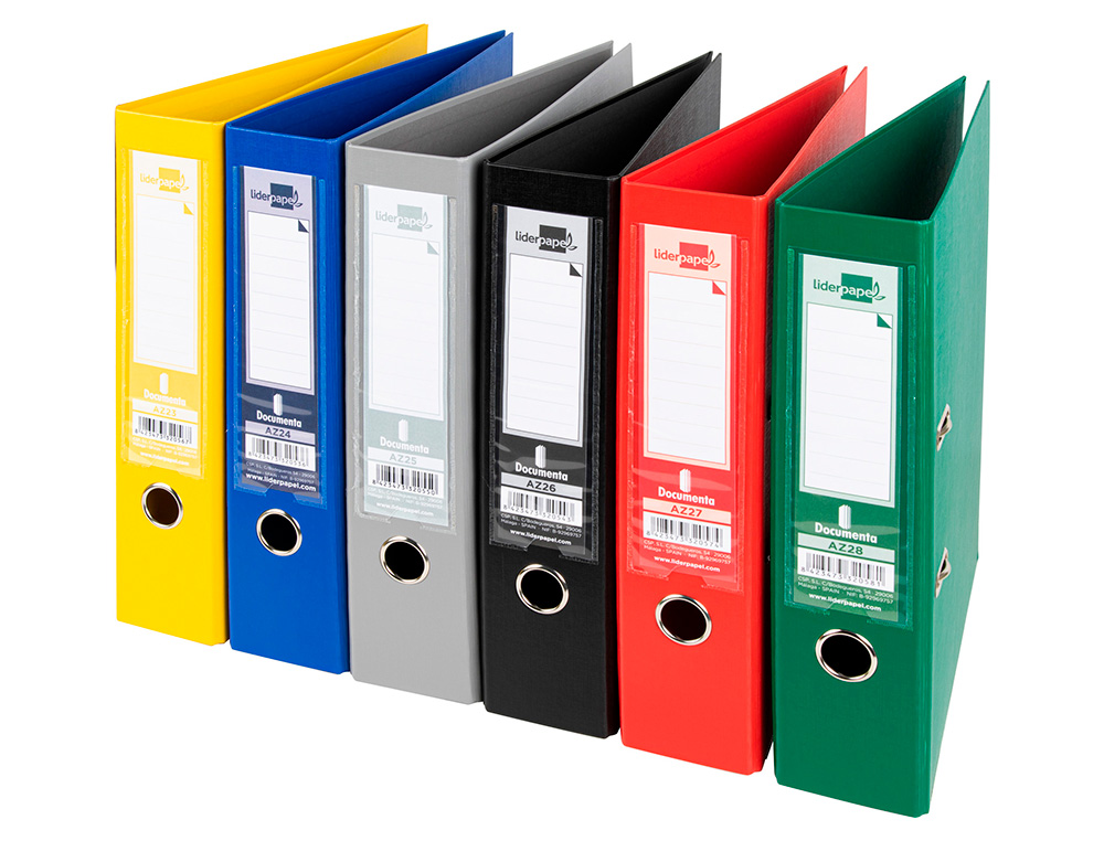 CLASSEUR LEVIER LIDERPAPEL A4 DOCUMENTA CARTON REMBORD 1,9MM DOS 75MM RADO MTALLIQUE COLORIS ASSORTIS CLASSIQUES