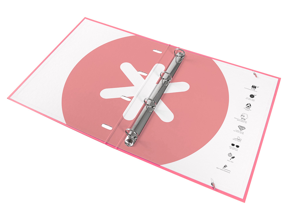 CLASSEUR ANTARTIK 4 ANNEAUX RONDS 25MM A4 CARTON REMBORDE FEUILLETS MOBILES Q5X5 COLORISCORAIL