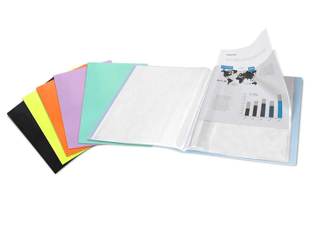 PROTÈGE-DOCUMENTS LIDERPAPEL POLYPROPYLÈNE COUVERTURE FLEXIBLE 30 POCHETTES FIXES A4 210X297MM NOIR OPAQUE
