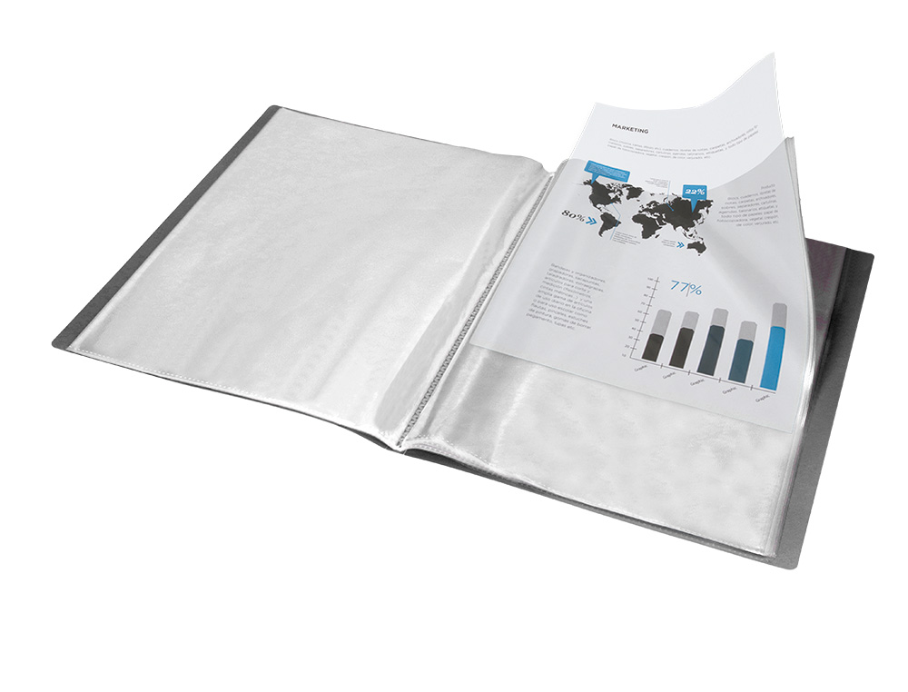 PROTÈGE-DOCUMENTS LIDERPAPEL POLYPROPYLÈNE COUVERTURE FLEXIBLE 30 POCHETTES FIXES A4 210X297MM NOIR OPAQUE