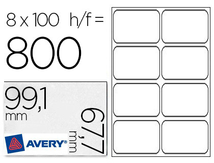 TIQUETTE ADHSIVE AVERY LASER COLOGIQUE ENVELOPPES GRAND FORMAT 99.1X67.7MM BOTE 800 UNITS