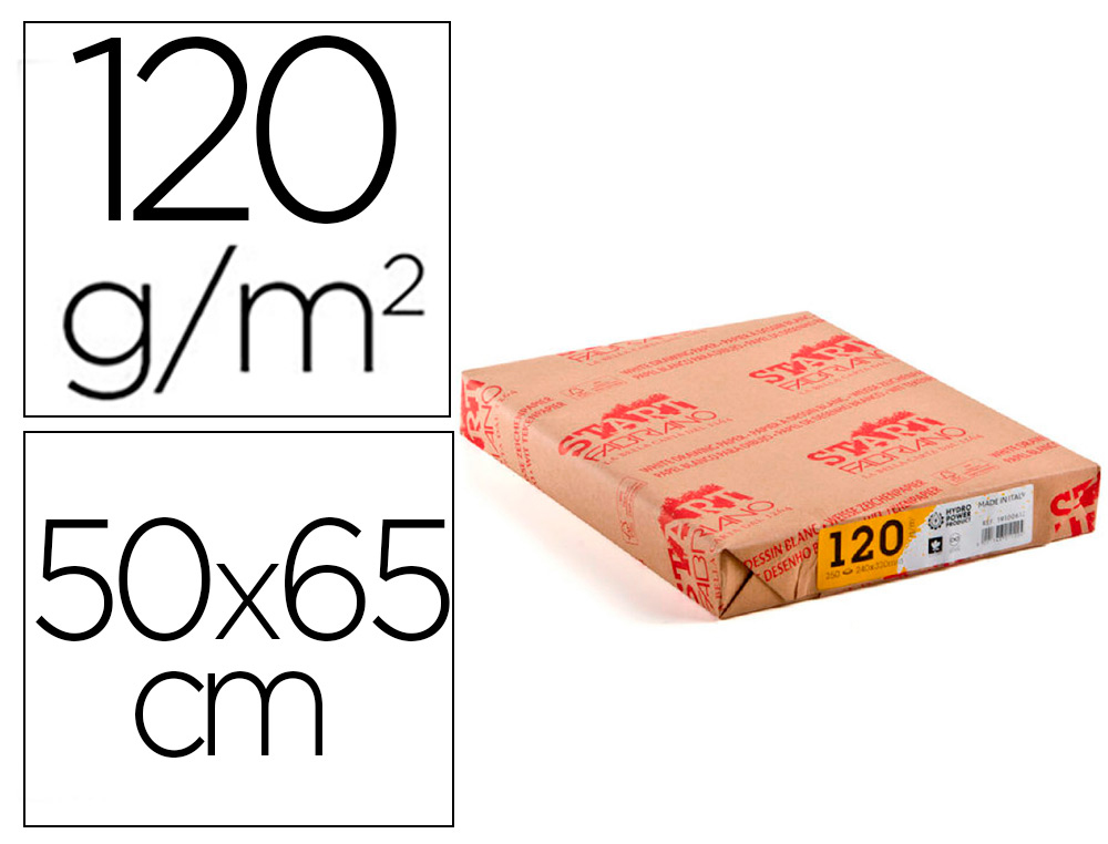 PAPIER DESSIN FABRIANO ST'ART 120G/M2 FORMAT 50X65CM 250    FEUILLES BLANC