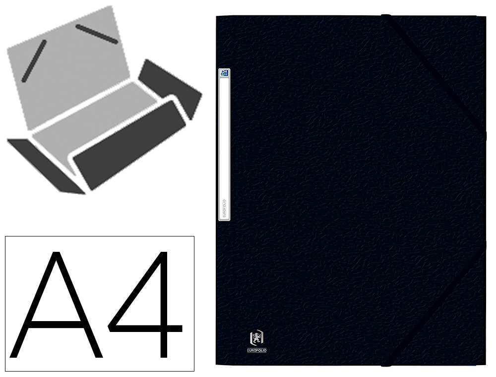 CHEMISE ELASTIQUE 3 RABATS OXFORD EUROFOLIO+ A4 NOIR