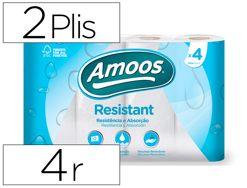 ESSUIE-TOUT MENAGER AMOOS 2 PLIS PAQUET 4 ROULEAUX