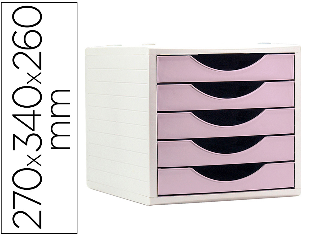 MODULE DE CLASSMENT Q-CONNECT 5 TIROIRS COLORIS ROSE PASTEL 270X340X260 MM