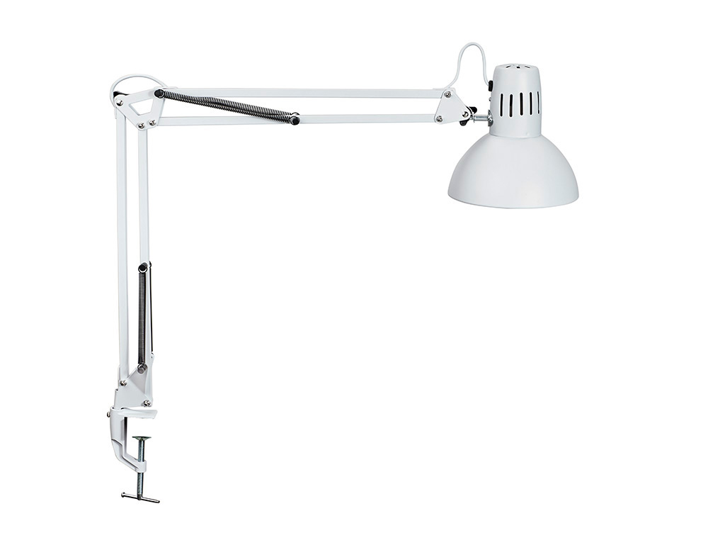LUMINAIRE BUREAU MAULSTUDY SURPINCE TETE ET BRAS METAL      HAUTEUR 44CM BRAS 35CM TETE   DIAM. 17CM COLORIS BLANC