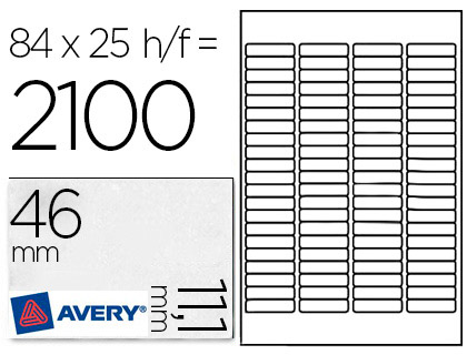 TIQUETTE ADHSIVE AVERY EXPDITEUR LASER JET D'ENCRE 46X11.1MM BLANCHE ENLEVABLE SANS TRACE BOTE 2100 UNITS