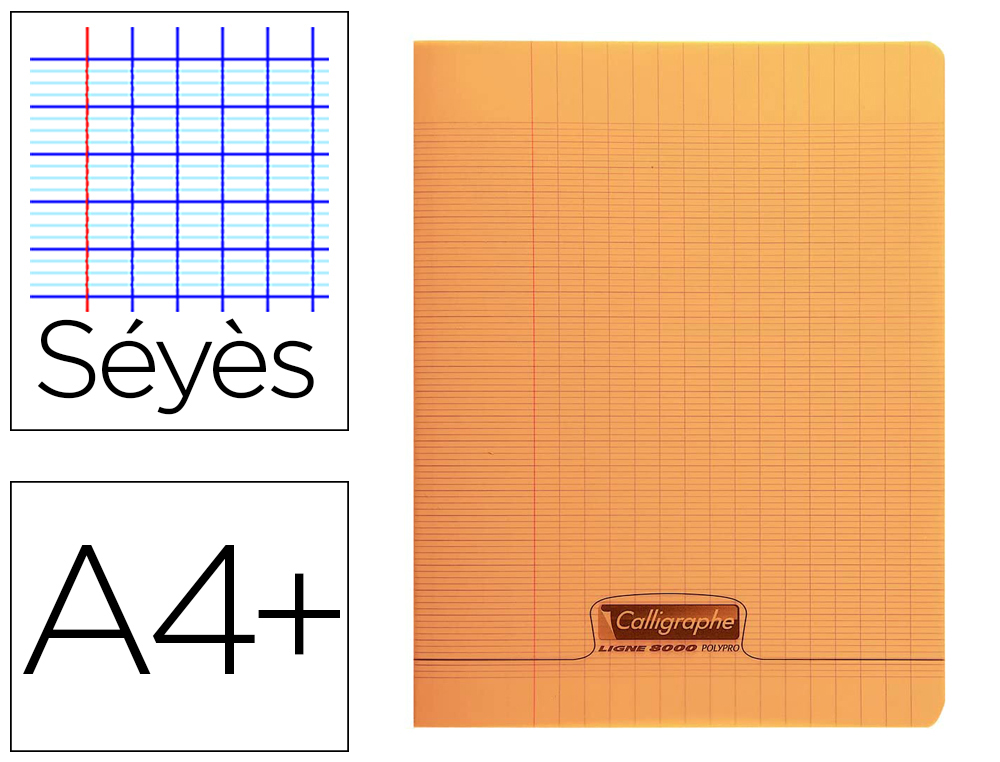 CAHIER PIQU CLAIREFONTAINE COUVERTURE POLYPROPYLNE TRANSPARENTE A4+ 24X32CM 96 PAGES 90G SYS COLORIS ROUGE