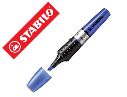 SURLIGNEUR STABILO LUMINATOR DESIGN FUTURISTE FORME FUSELE CORPS TRANSPARENT LONGUE DURE COULEUR BLEU