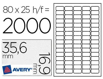 TIQUETTE ADHSIVE AVERY EXPDITEUR LASER JET D'ENCRE 35.6X16.9MM BLANCHE ENLEVABLE SANS TRACE BOTE 2000 UNITS