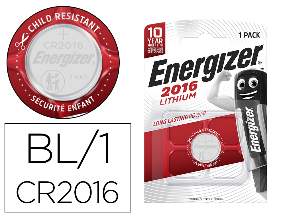 PILE ENERGIZER MINIATURE APPAREILS LECTRONIQUES I.C.E. CR2016 3V BLISTER 1 UNIT