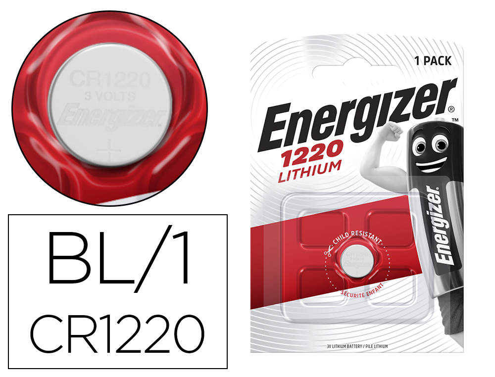 PILE ENERGIZER MINIATURE APPAREILS LECTRONIQUES I.C.E. CR1220 3V BLISTER 1 UNIT