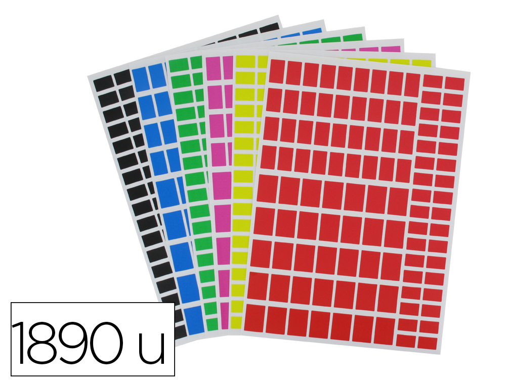 GOMMETTE O'COLOR REPOSITIONNABLE TEMPORAIREMENT FORME RECTANGLE COLORIS ASSORTIS POCHETTE 18 PLANCHES 1890 UNITES